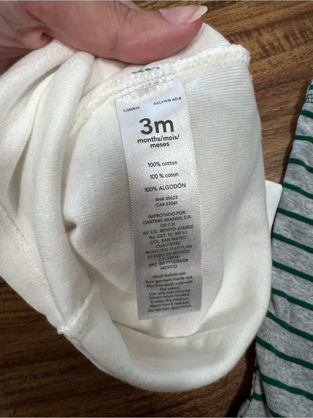 Carter’s 3M Onesie/Pant, Pjs, Outfit Bundle (5) - Winter, Green, White, Striped